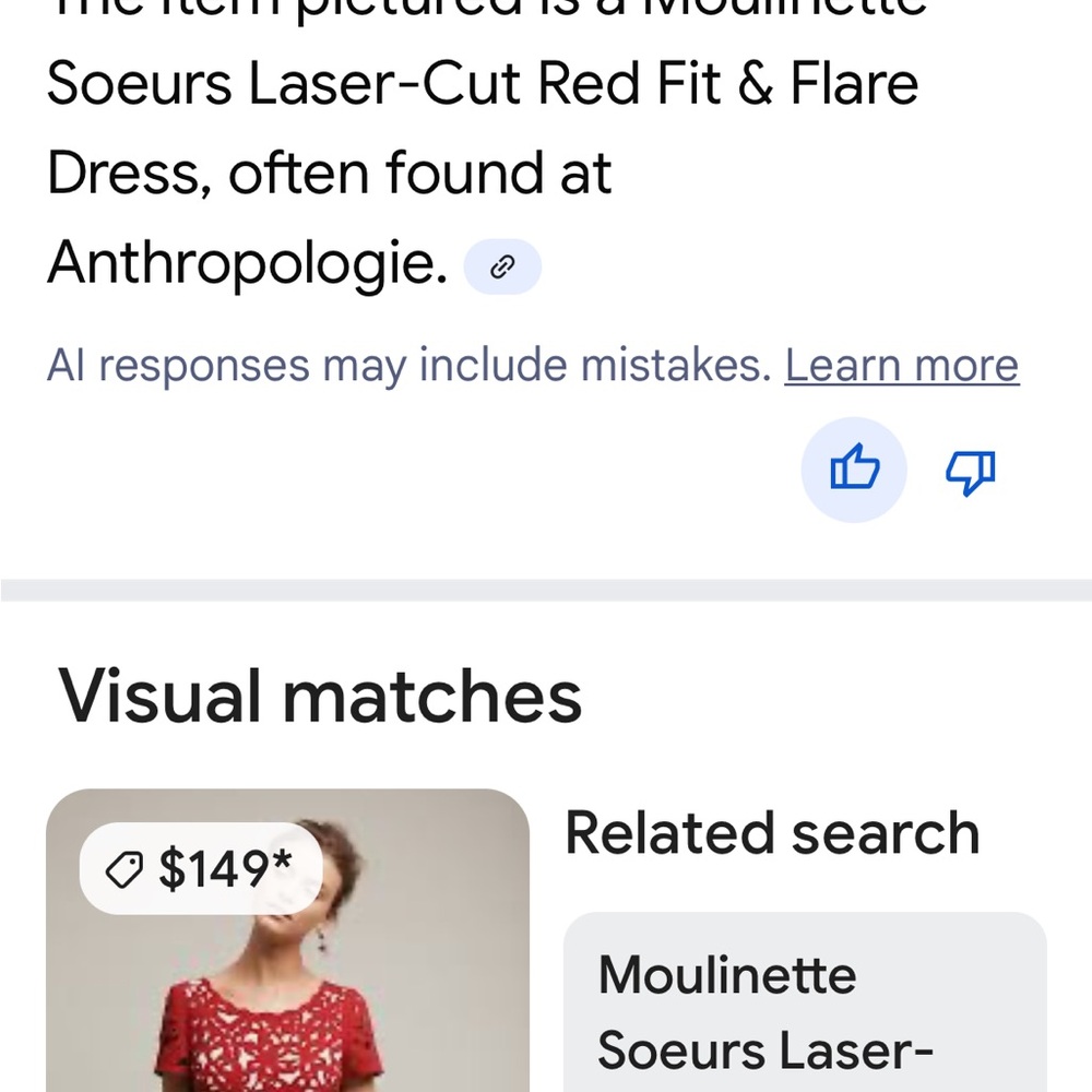 Moulinette Soeurs Laser-Cut Red Fit & Flare dress in SZ 6 in gently used cond - Picture 10 of 10